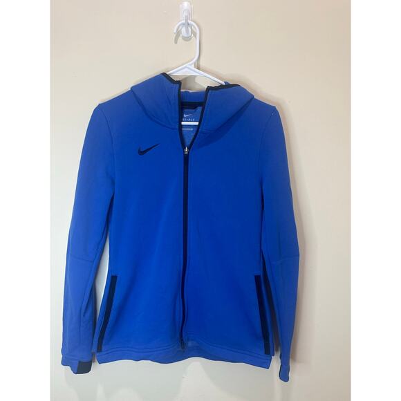 Nike Sz S Women's Dri-Fit Showtime Tech Jacket Hooded Zip Up Blue - Nice! - Picture 1 of 8